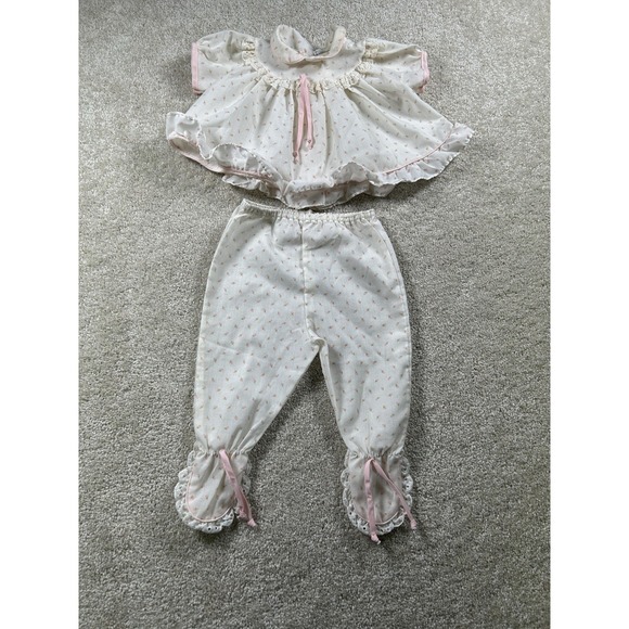 okie dokie Other - Vintage Okie Dokie Newborn Top Pants Set Floral Lace Pink Ribbon Baby Outfit NB